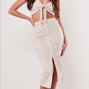 MISSGUIDED two piece set gingham skirt and crop